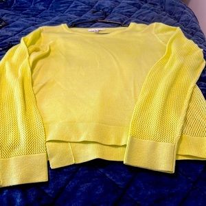 CAbi sweater with net sleeves and back! Worn once! Super adorable and no flaws!